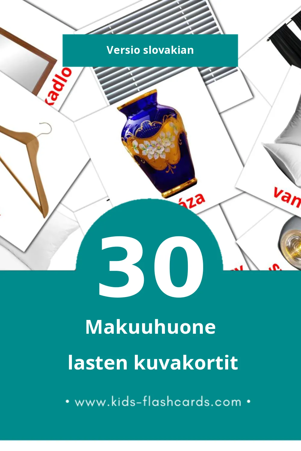 Spálne lasten kuvakortit pikkulapsille (30 korttia Slovakianksi)