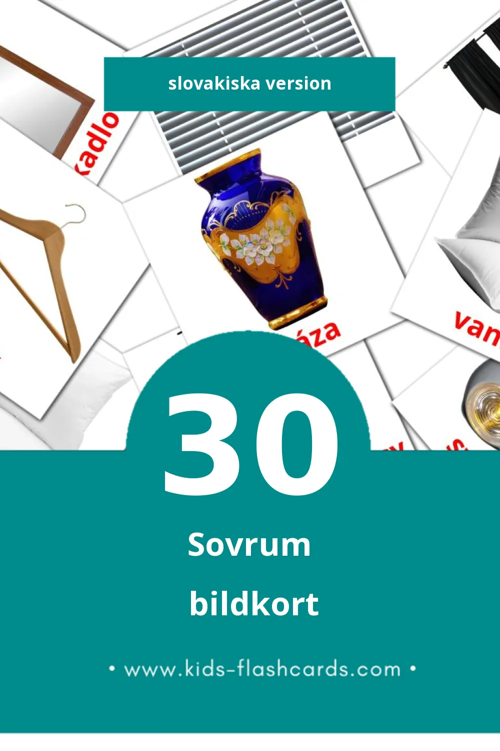 Visuella Spálne för småbarn (30 bildkort för barn på Slovakiska)
