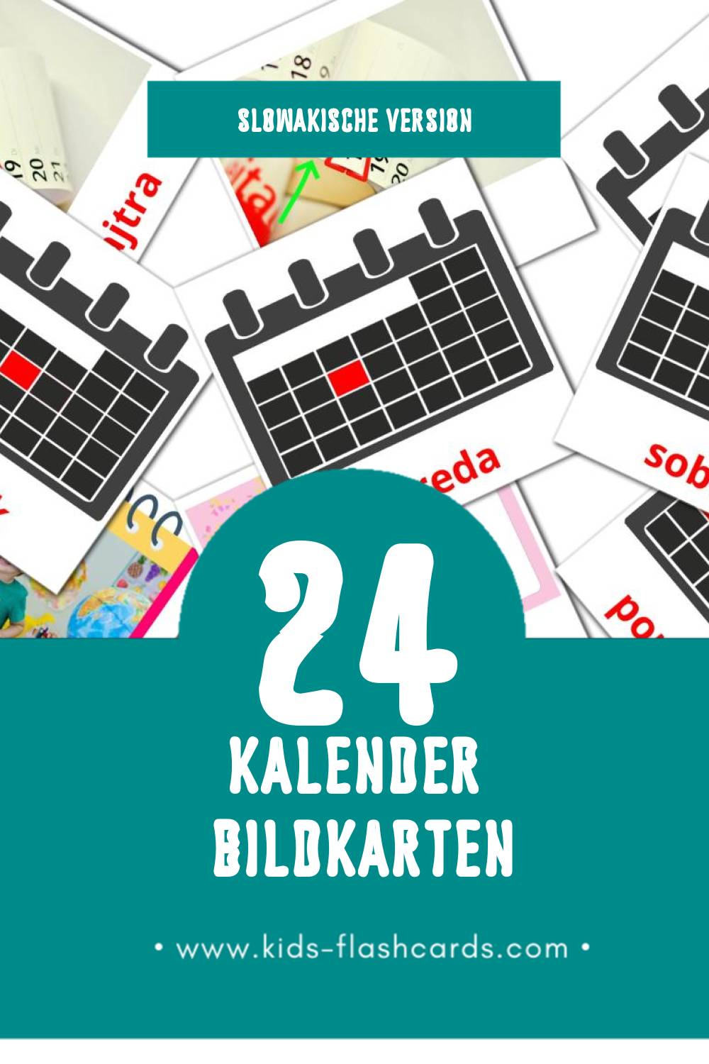 Visual Kalendár Flashcards für Kleinkinder (24 Karten in Slowakisch)