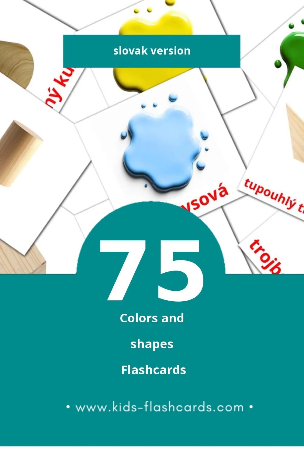 Visual Farby a tvary Flashcards for Toddlers (75 cards in Slovak)