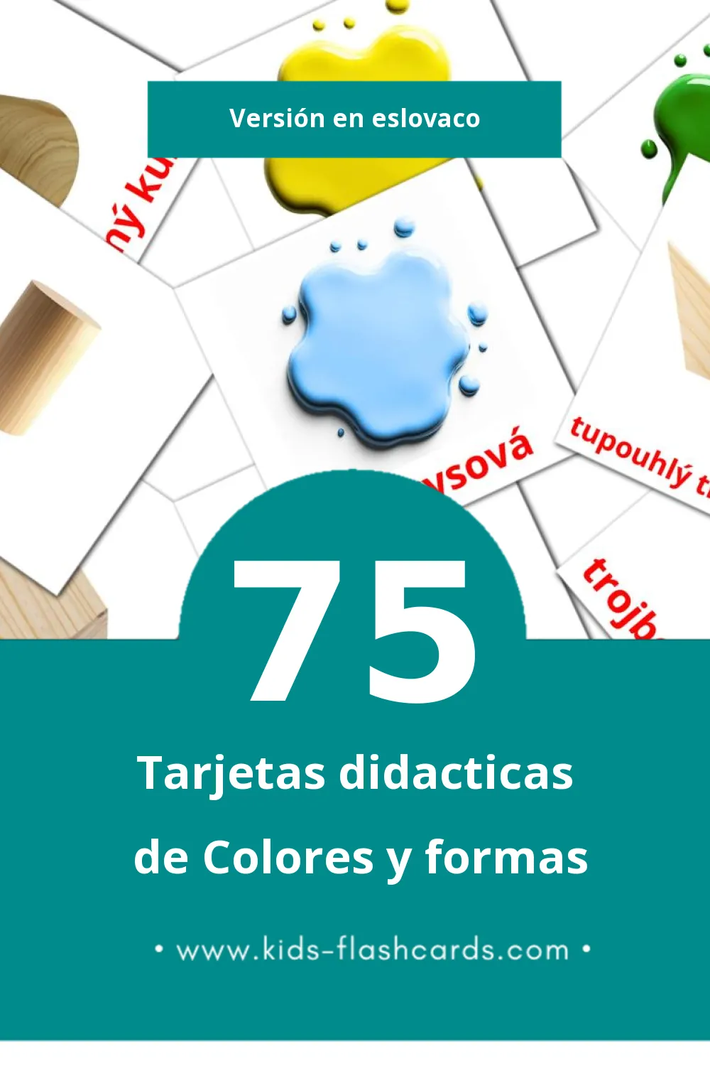 Tarjetas visuales de Farby a tvary para niños pequeños (75 tarjetas en Eslovaco)