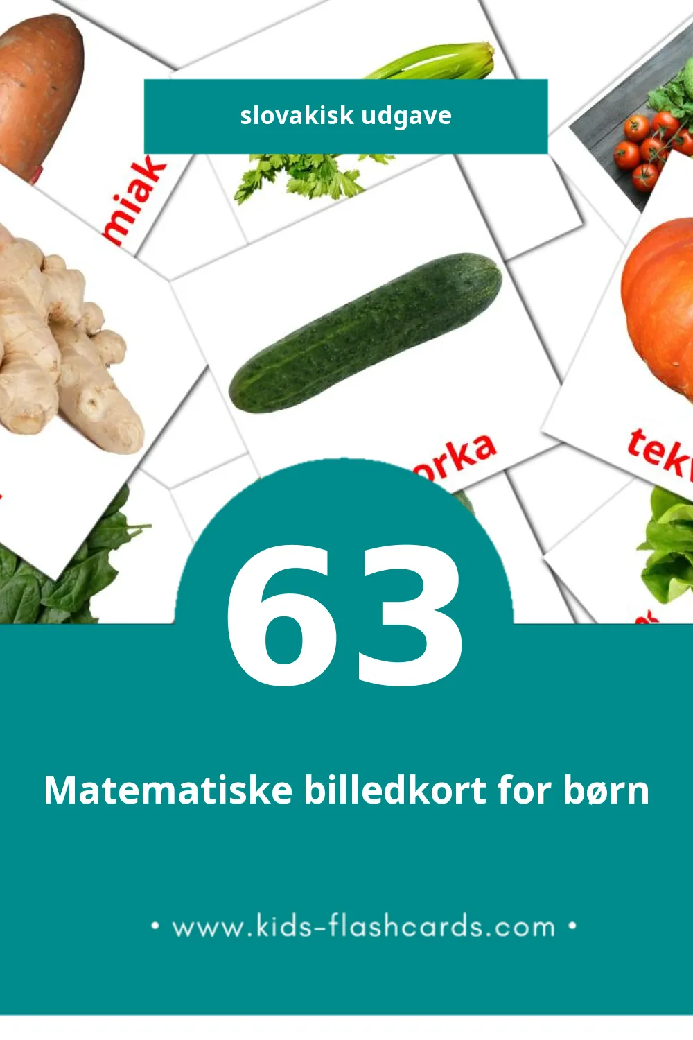 Visuelle billedkort for børn om Jedlo til småbørn (63 kort på Slovakisk)