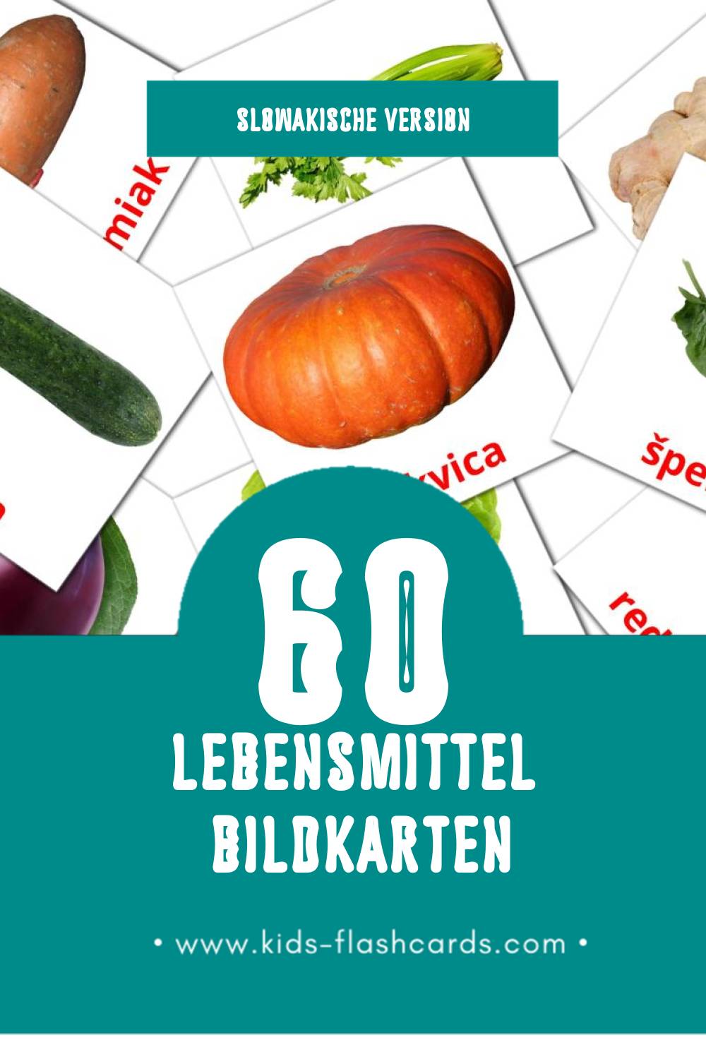 Visual Jedlo Flashcards für Kleinkinder (60 Karten in Slowakisch)