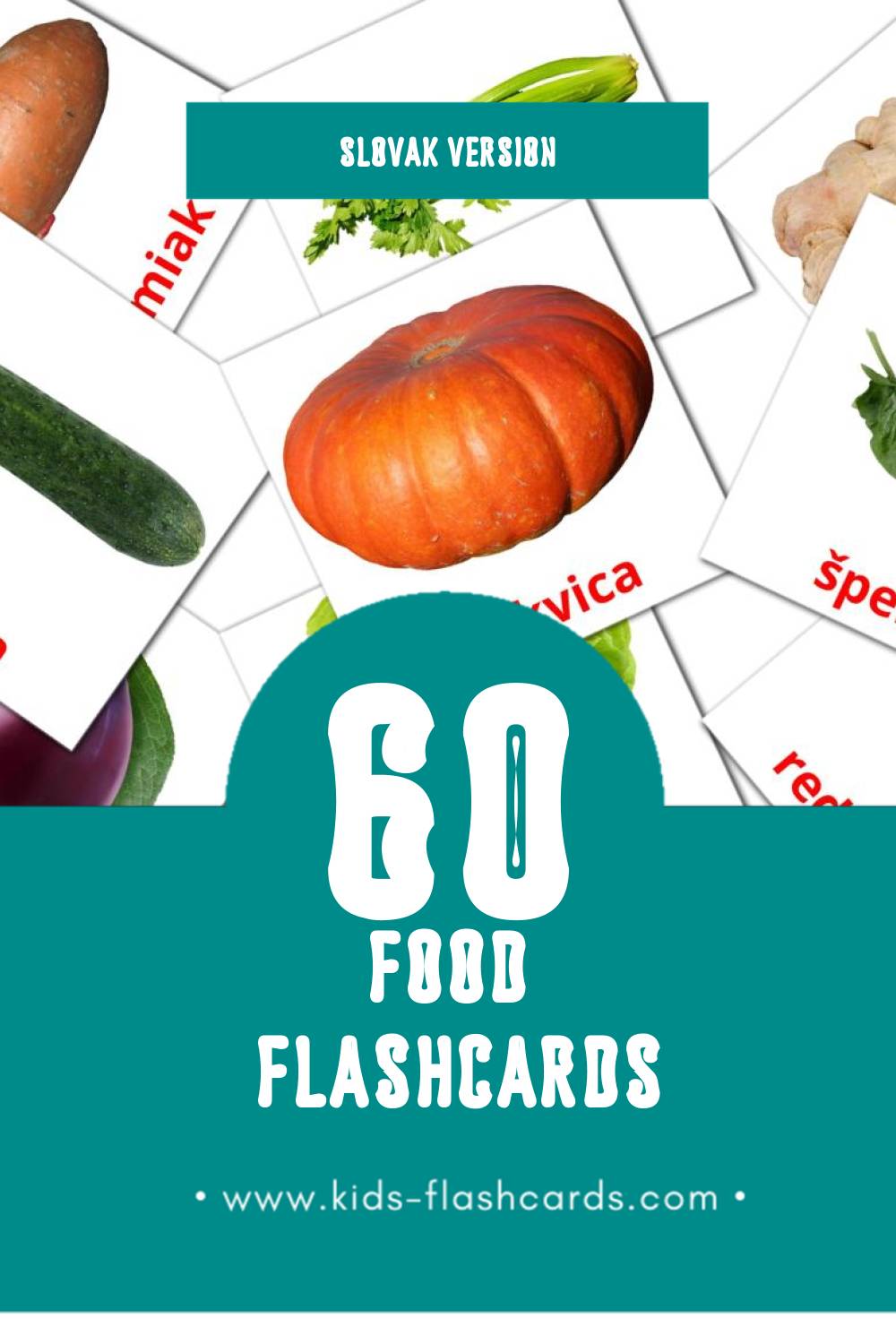 Visual jedlo Flashcards for Toddlers (60 cards in Slovak)