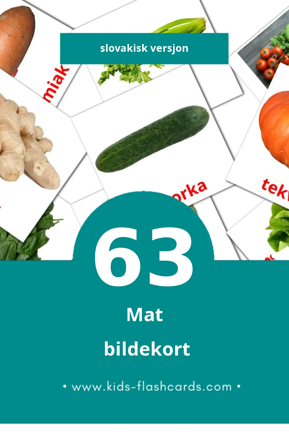 Visuelle Jedlo bildekort for småbarn (63 kort på Slovakisk)
