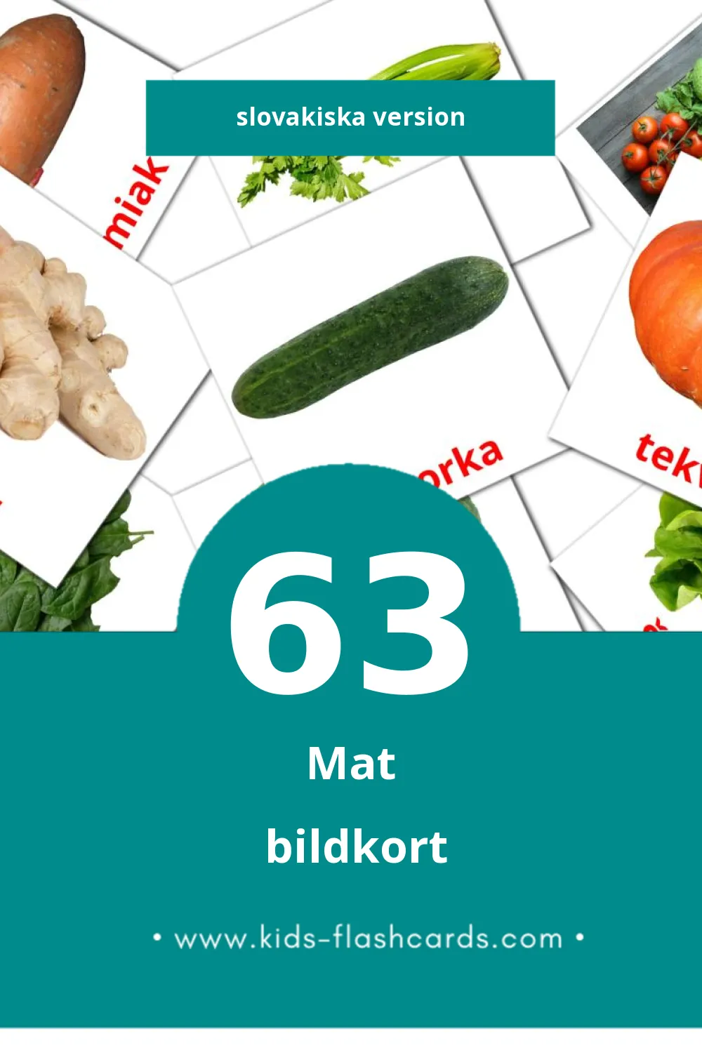 Visuella Jedlo för småbarn (63 bildkort för barn på Slovakiska)