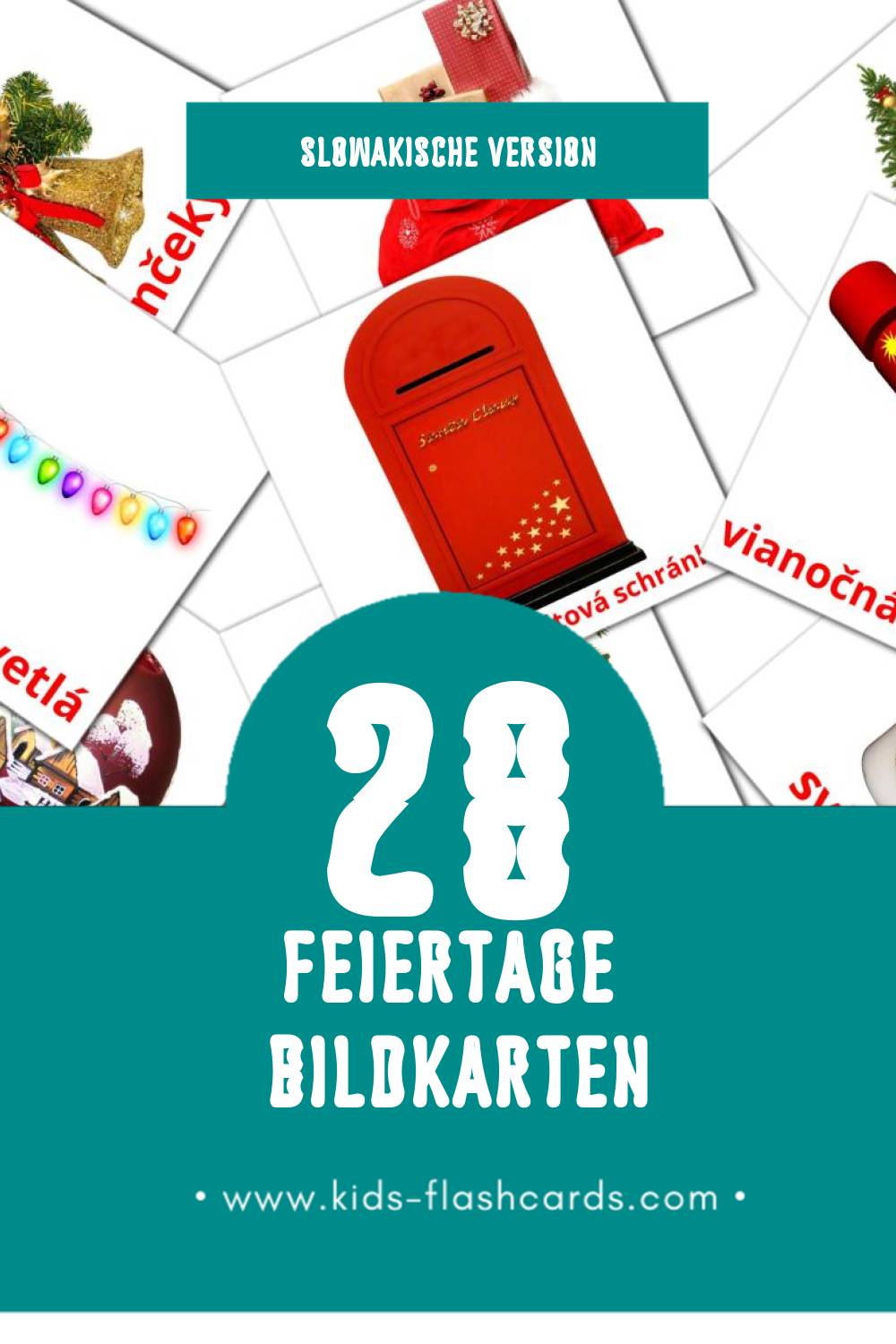 Visual Prázdniny Flashcards für Kleinkinder (28 Karten in Slowakisch)