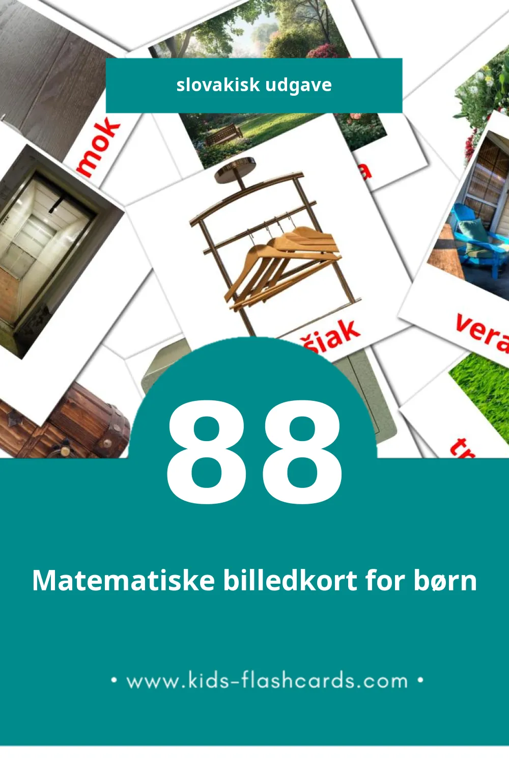 Visuelle billedkort for børn om Domov til småbørn (88 kort på Slovakisk)