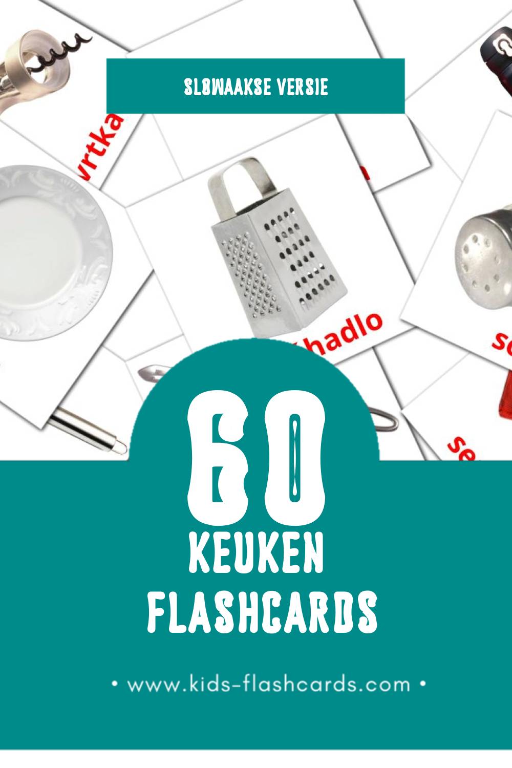 Visuele Kuchyňa Flashcards voor Kleuters (60 kaarten in het Slowaaks)