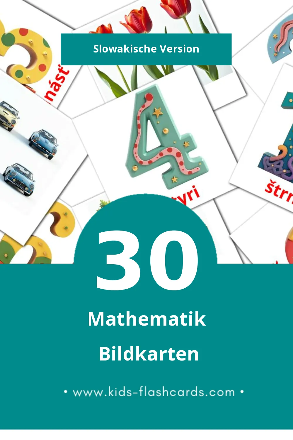 Visual Matematika Flashcards für Kleinkinder (30 Karten in Slowakisch)