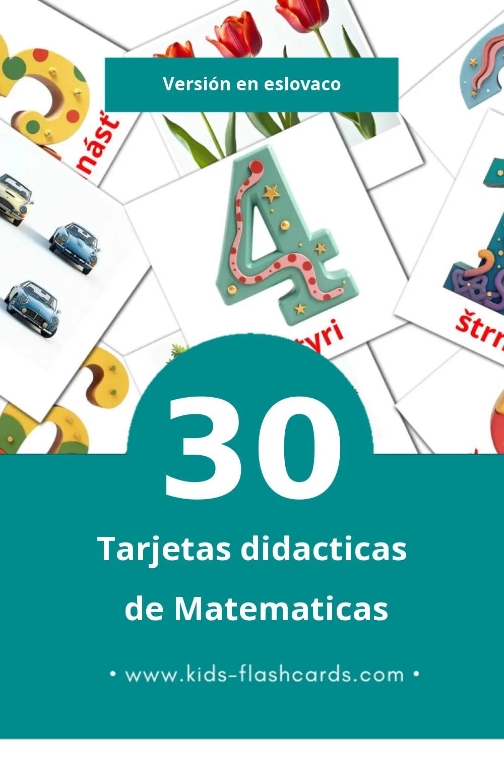 Tarjetas visuales de Matematika para niños pequeños (30 tarjetas en Eslovaco)