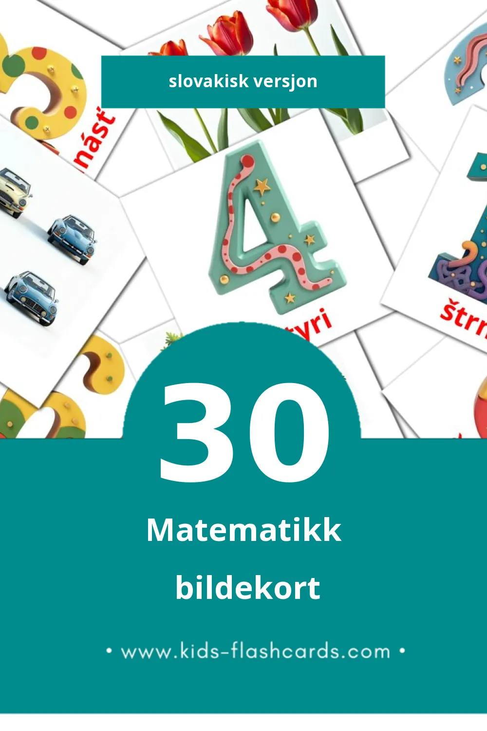 Visuelle Matematika bildekort for småbarn (30 kort på Slovakisk)