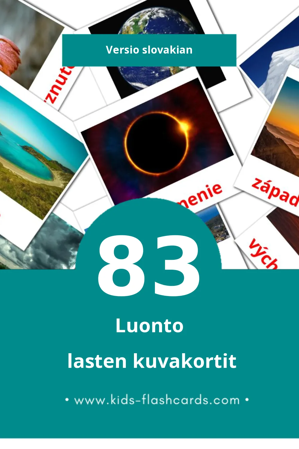 Príroda lasten kuvakortit pikkulapsille (83 korttia Slovakianksi)
