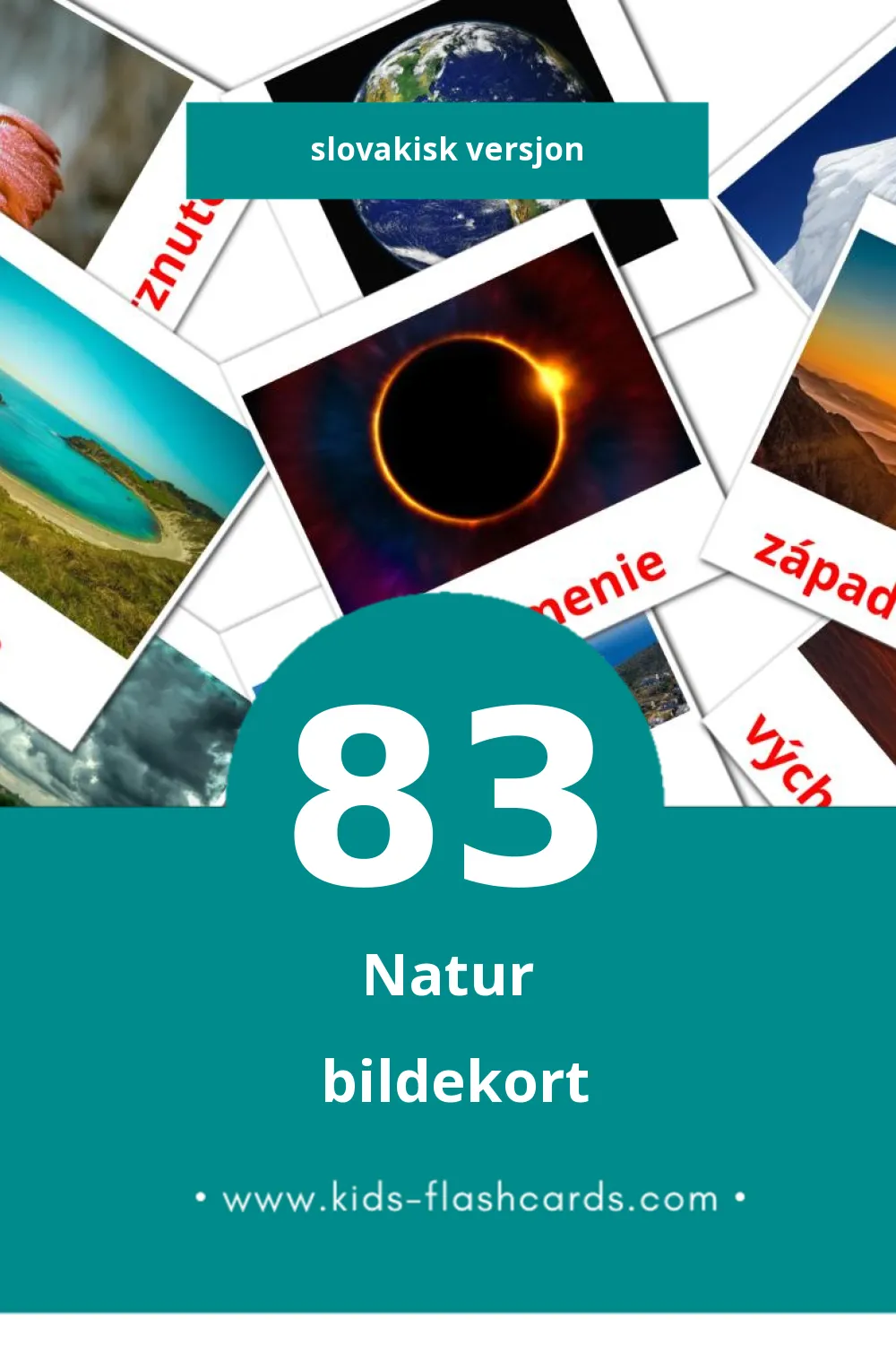 Visuelle Príroda bildekort for småbarn (83 kort på Slovakisk)