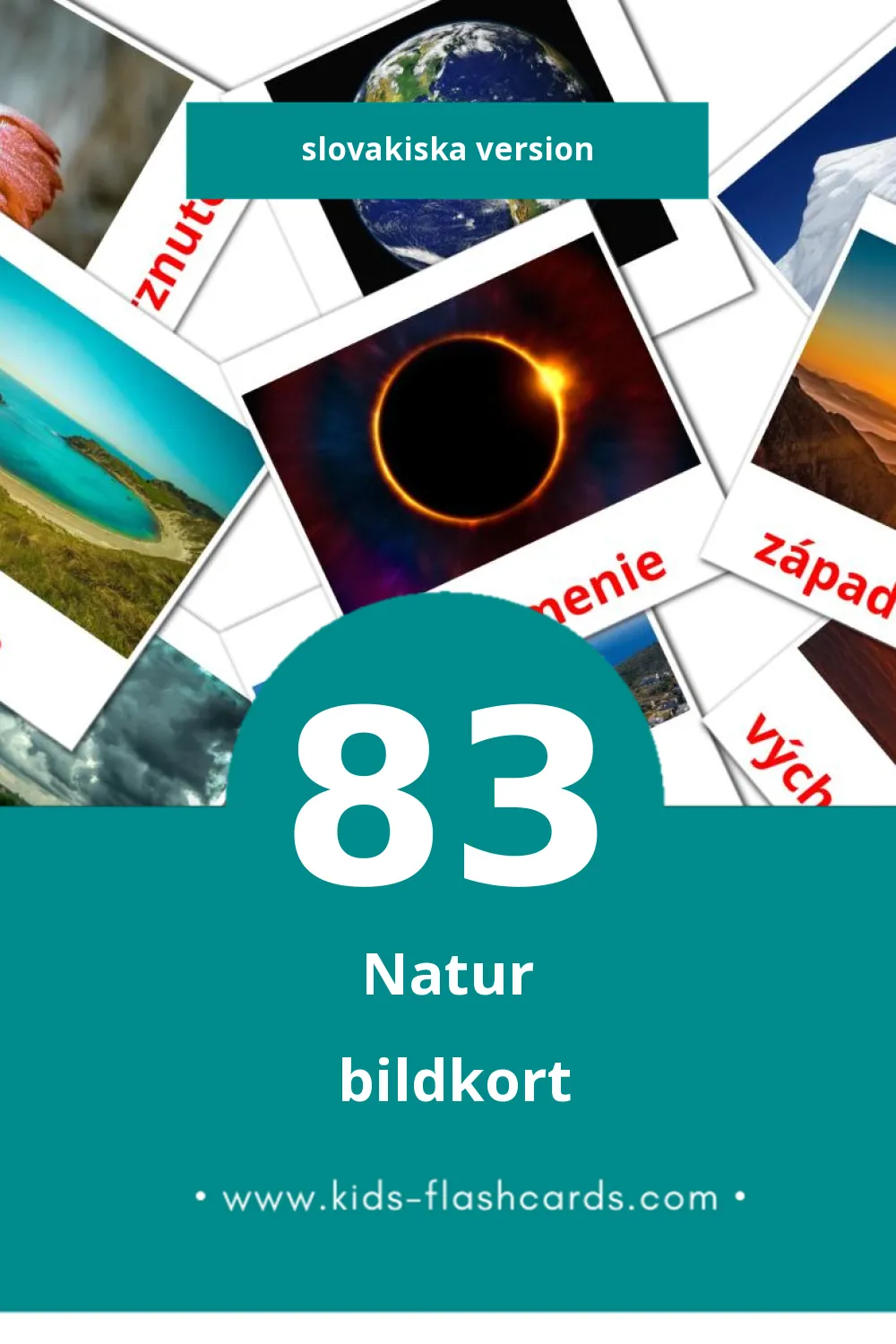 Visuella Príroda för småbarn (83 bildkort för barn på Slovakiska)