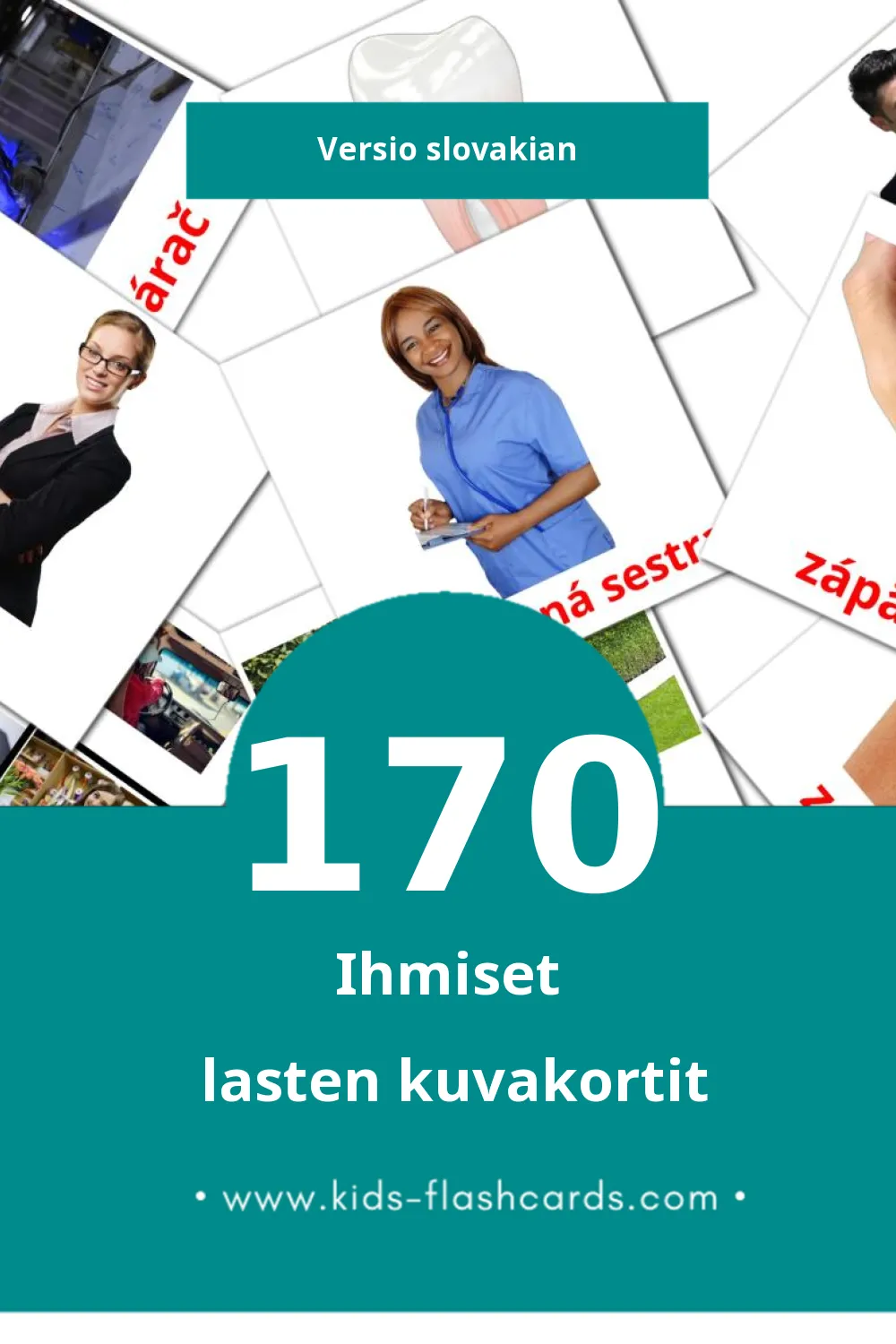 Ľudia lasten kuvakortit pikkulapsille (170 korttia Slovakianksi)