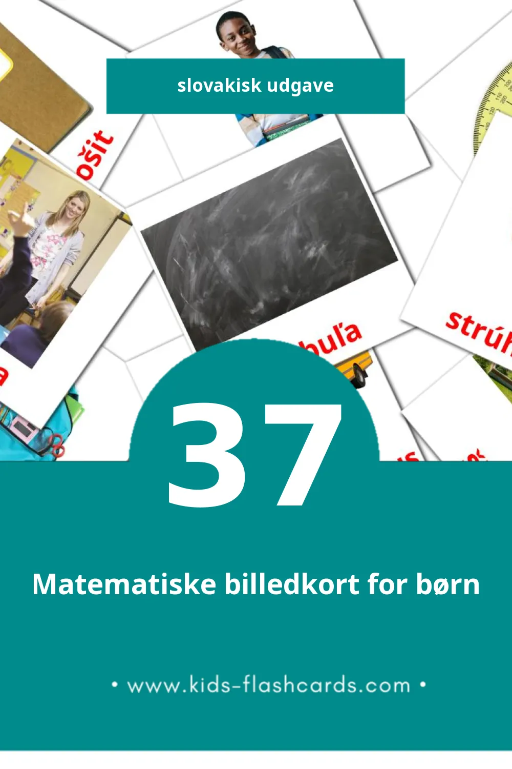 Visuelle billedkort for børn om škola til småbørn (37 kort på Slovakisk)