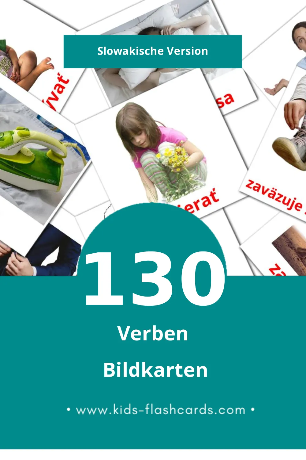 Visual Slovesá Flashcards für Kleinkinder (130 Karten in Slowakisch)