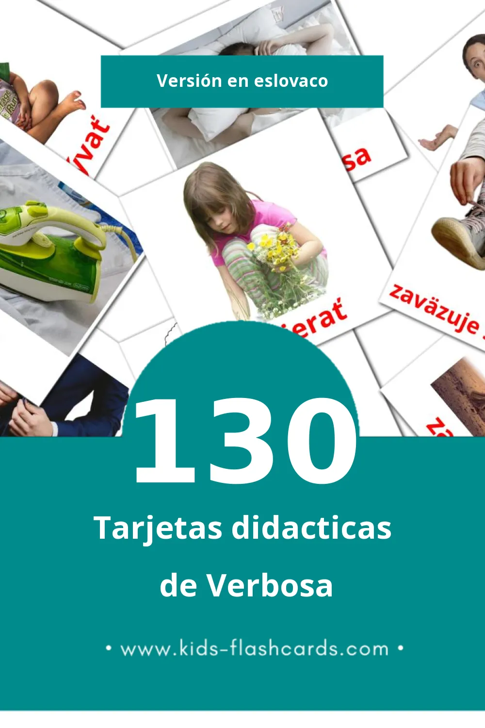 Tarjetas visuales de Slovesá para niños pequeños (130 tarjetas en Eslovaco)