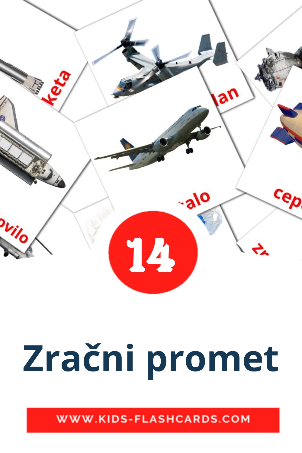 Zračni promet на словенском для Детского Сада (14 карточек)