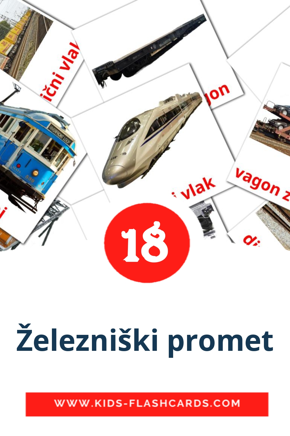 18 Železniški promet Picture Cards for Kindergarden in slovenian