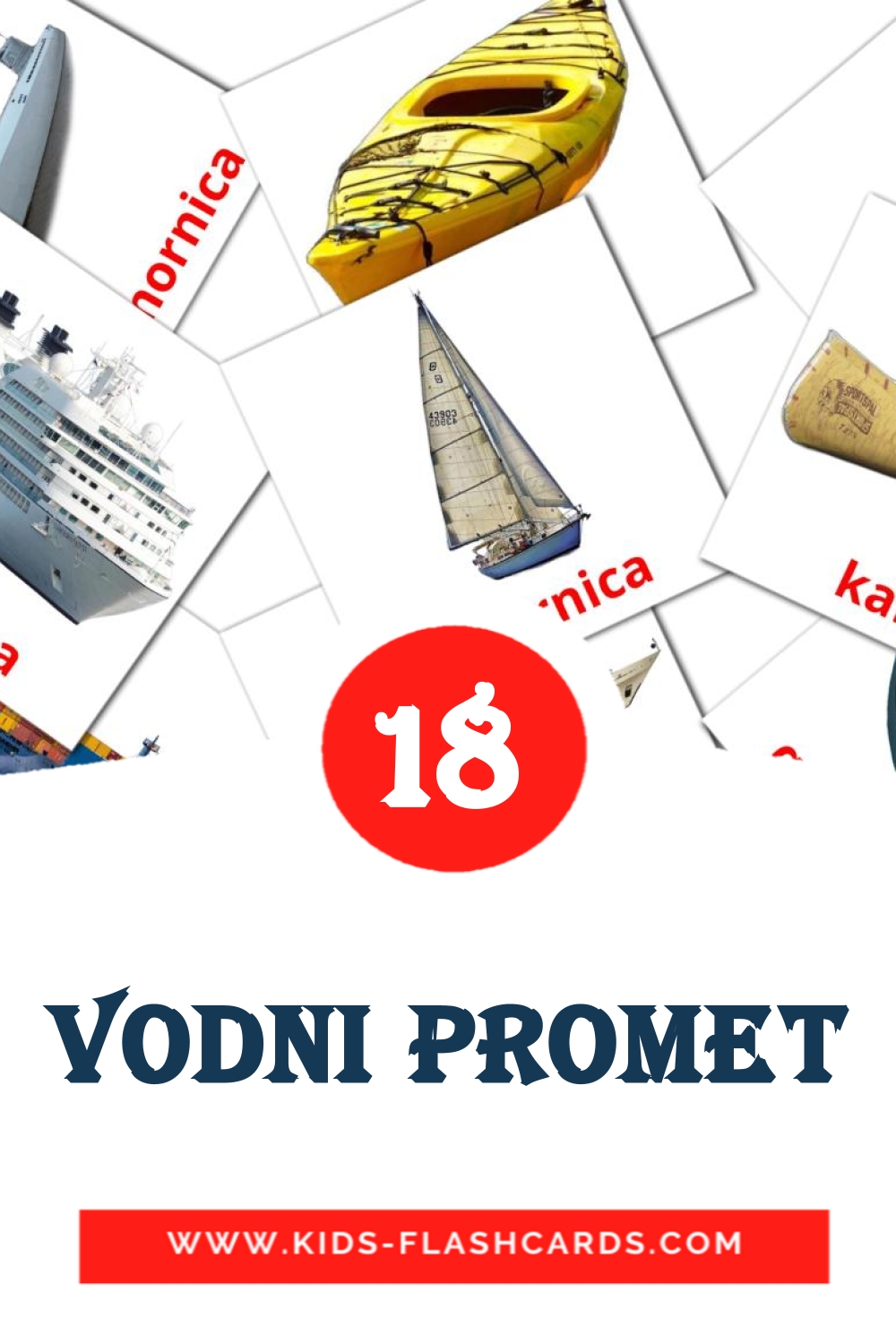 Vodni promet на словенском для Детского Сада (18 карточек)