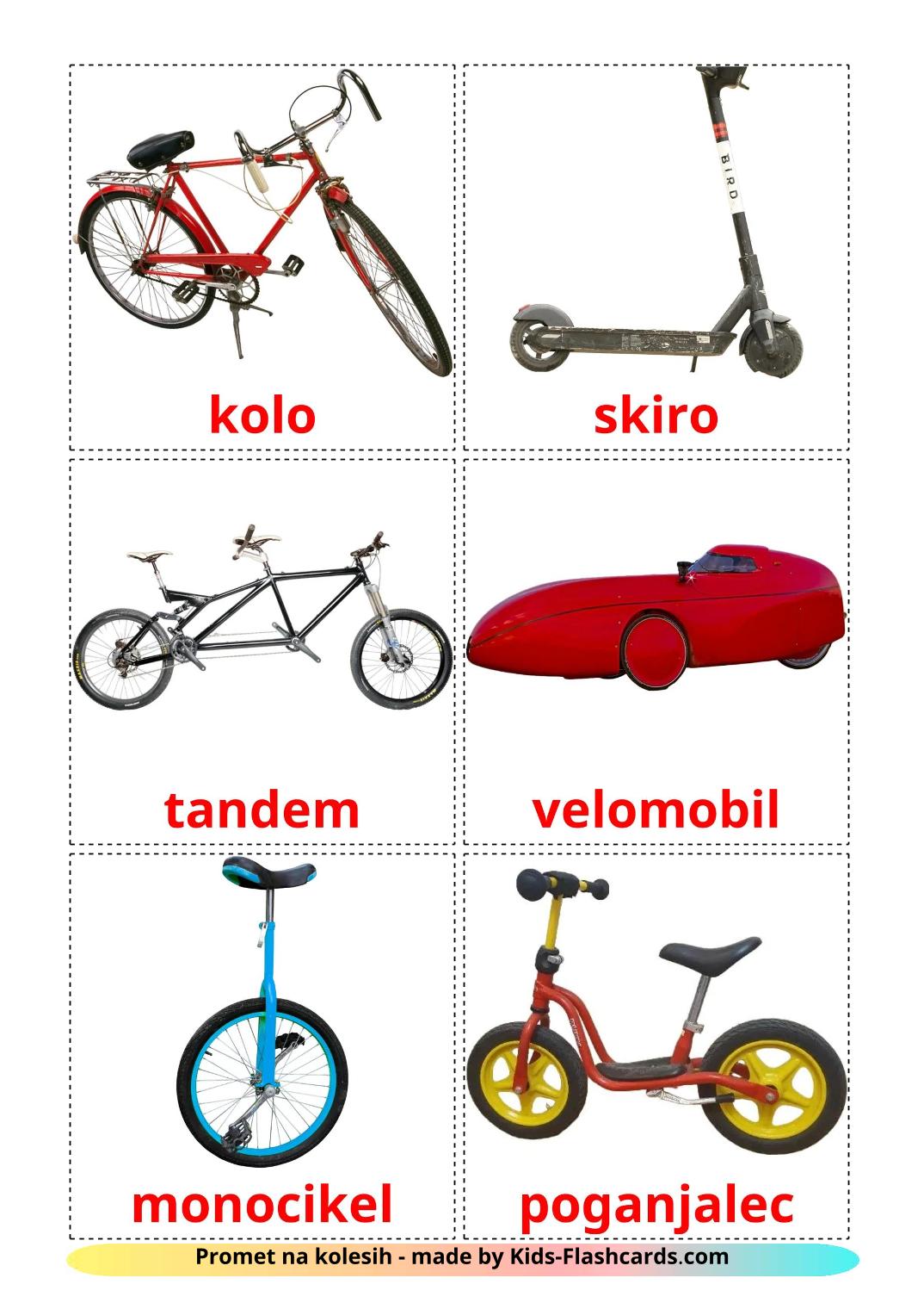 Bicycle transport - 17 Free Printable slovenian Flashcards 