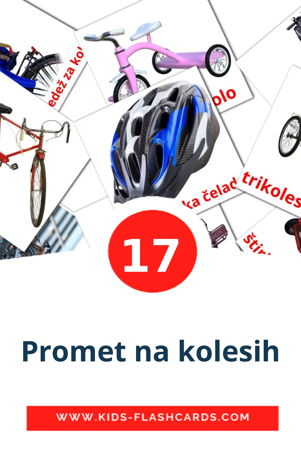 17 Promet na kolesih Picture Cards for Kindergarden in slovenian