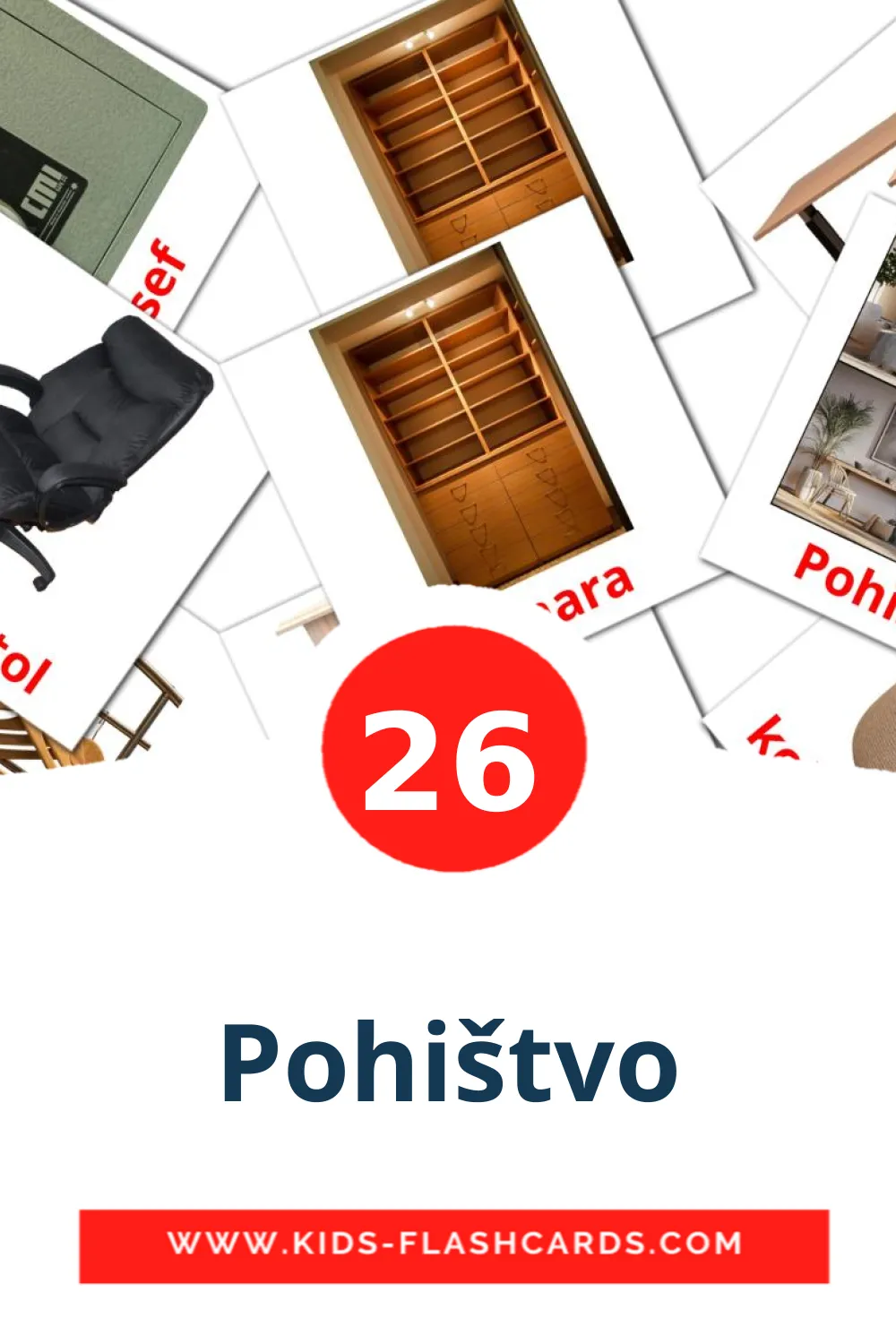 26 Pohištvo Picture Cards for Kindergarden in slovenian