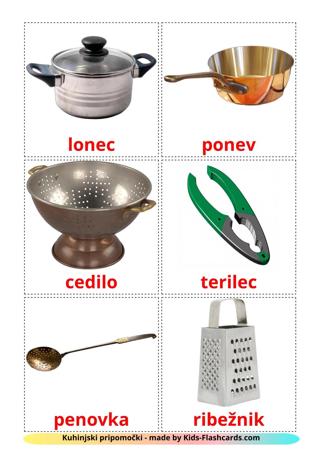 Kitchenware - 31 Free Printable slovenian Flashcards 