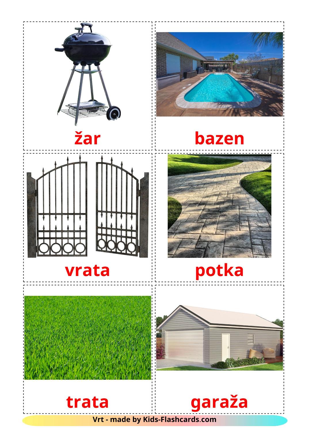 Garden - 18 Free Printable slovenian Flashcards 