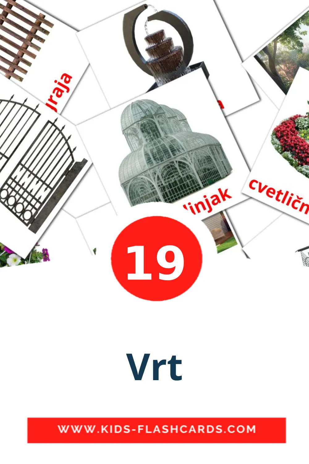 19 cartes illustrées de Vrt pour la maternelle en slovène