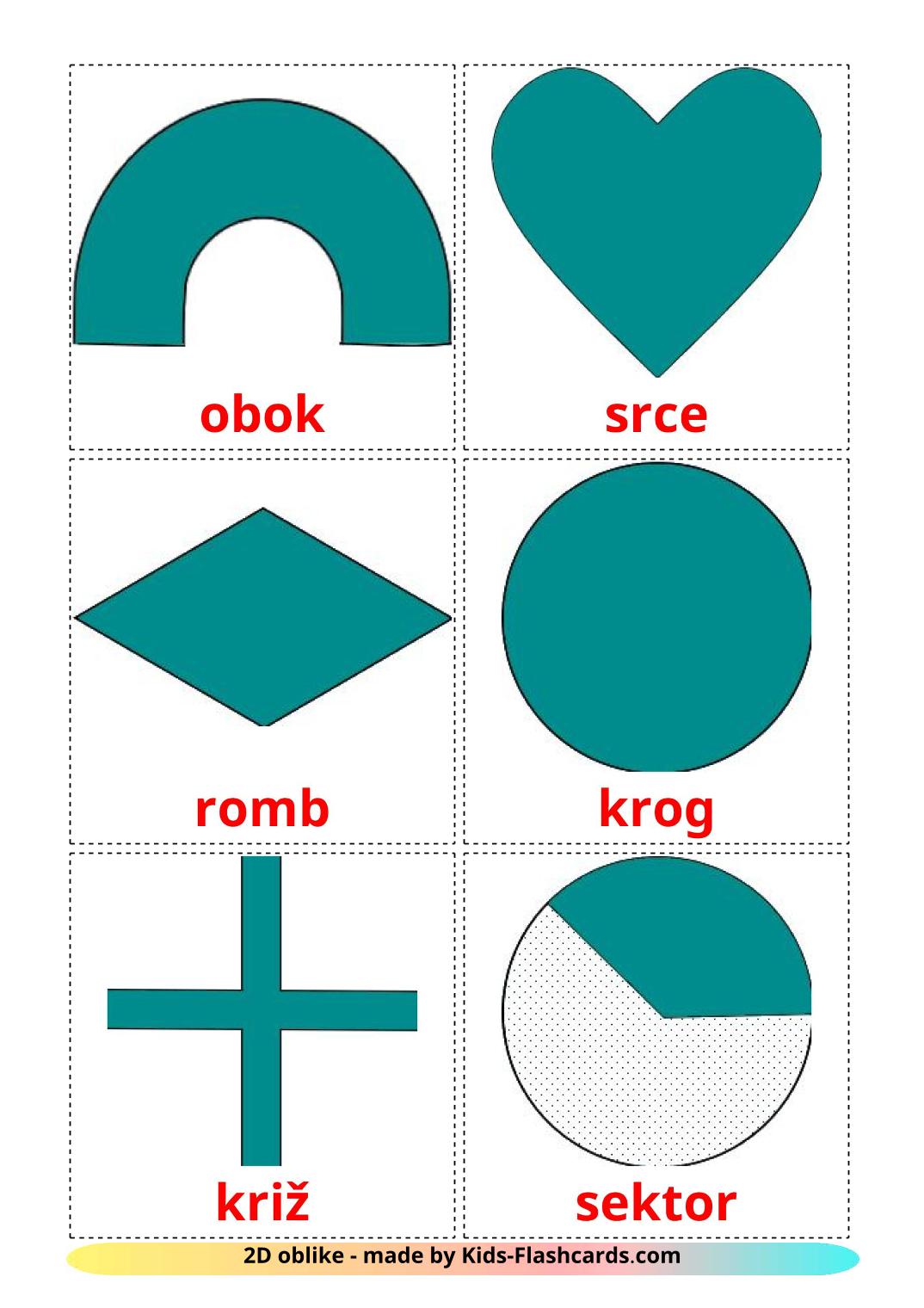 2D Shapes - 35 Free Printable slovenian Flashcards 
