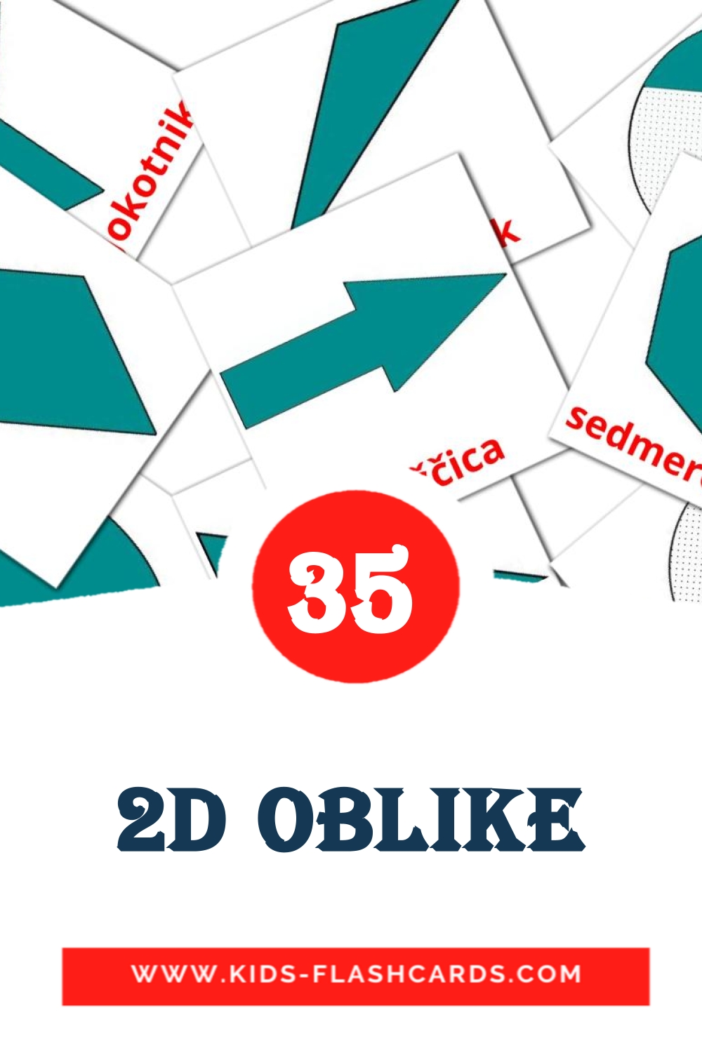 35 2D oblike Picture Cards for Kindergarden in slovenian