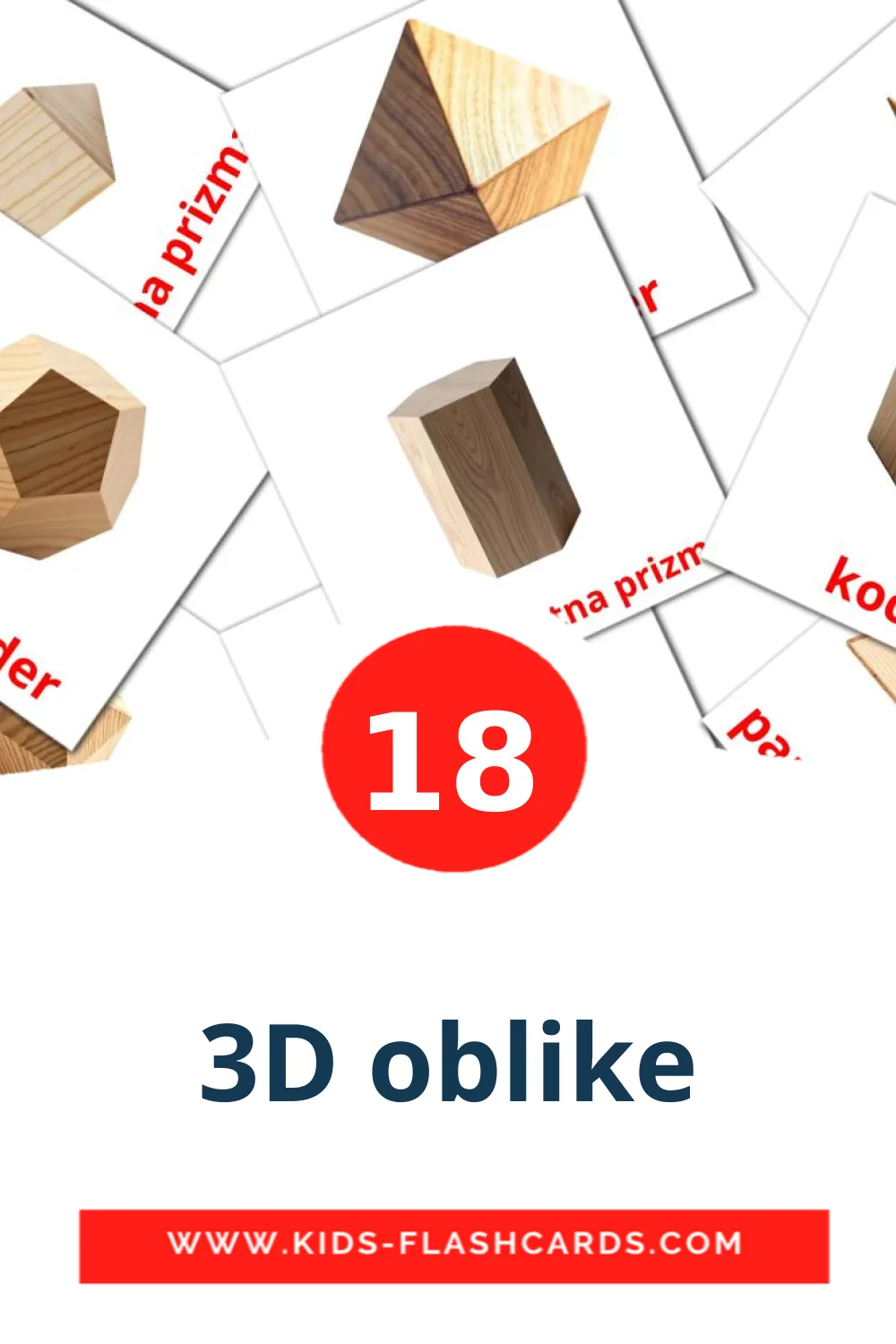 18 tarjetas didacticas de 3D oblike para el jardín de infancia en esloveno