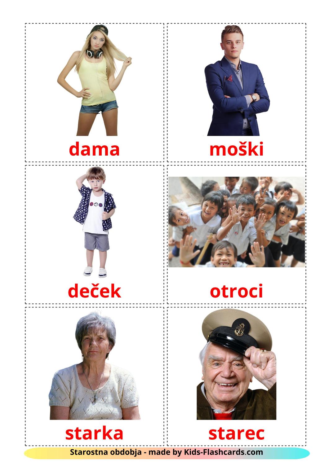 Stages - 12 Free Printable slovenian Flashcards 