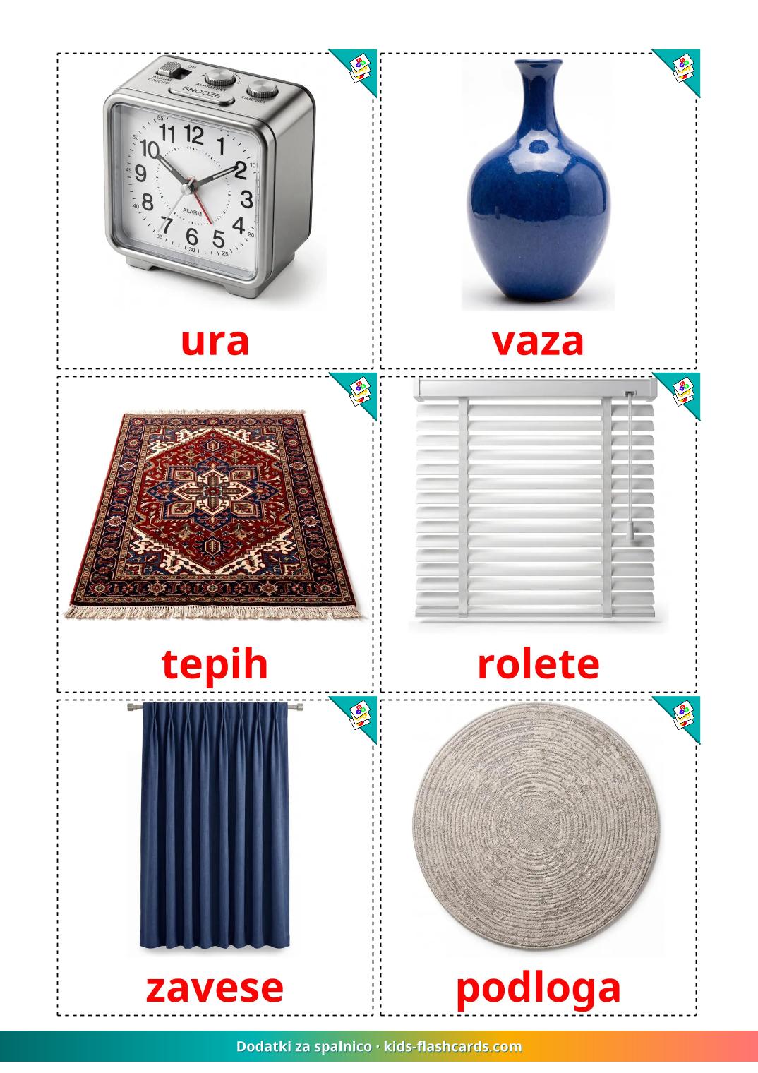 Accesorios de Dormitorio - 15 fichas de esloveno para imprimir gratis