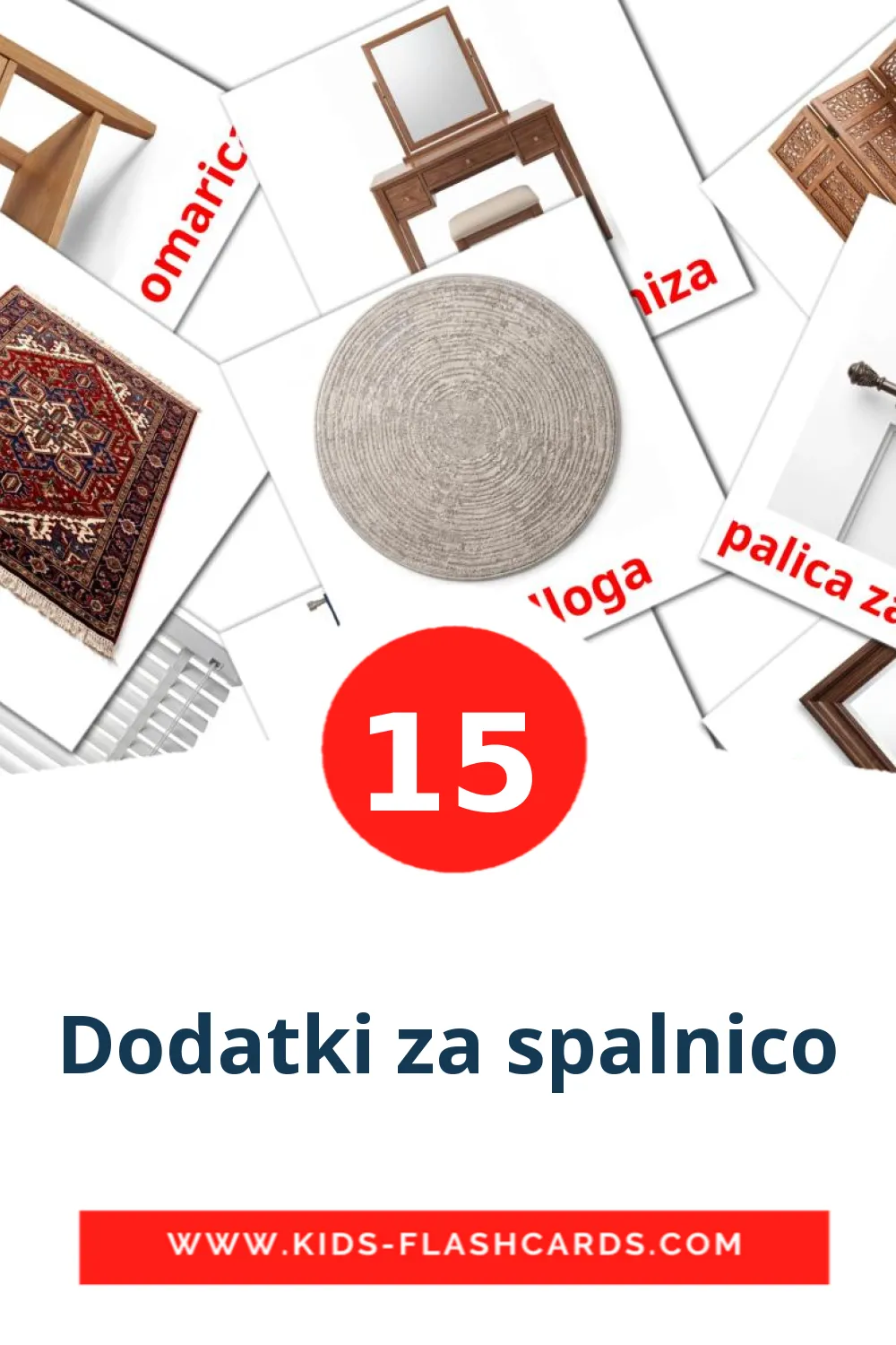15 tarjetas didacticas de Dodatki za spalnico para el jardín de infancia en esloveno