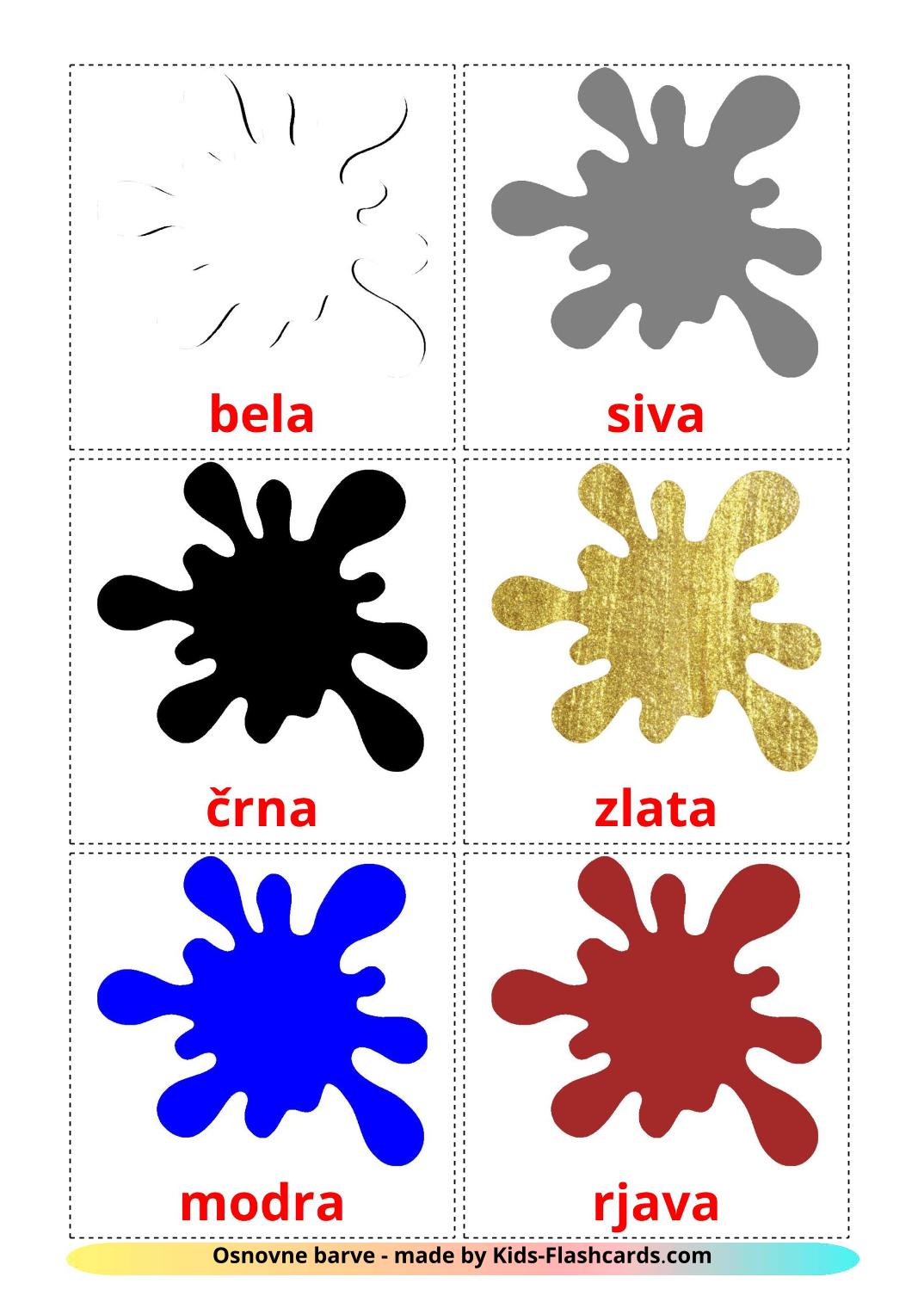 Base colors - 12 Free Printable slovenian Flashcards 