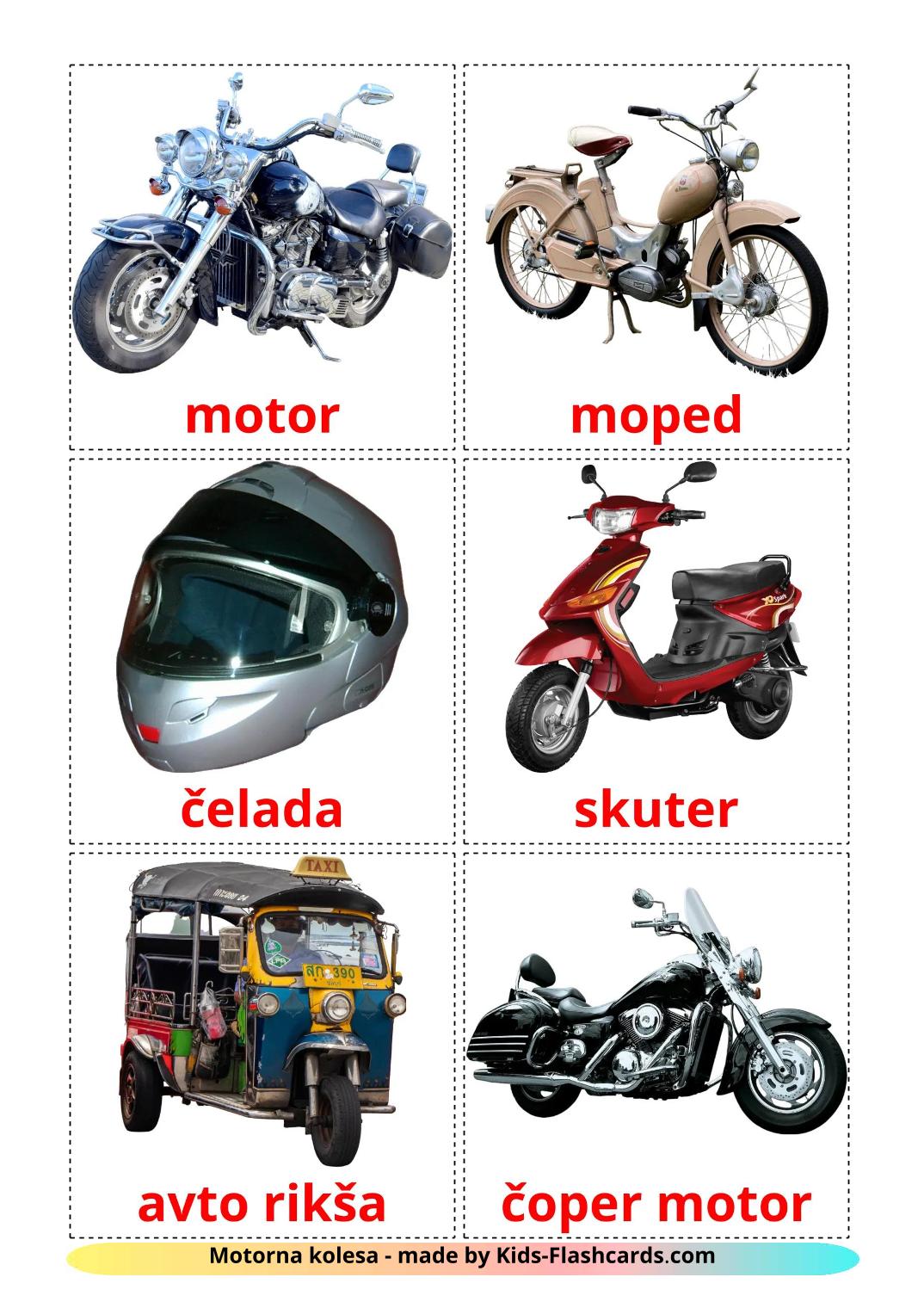 Motocicletas - 13 fichas de esloveno para imprimir gratis 