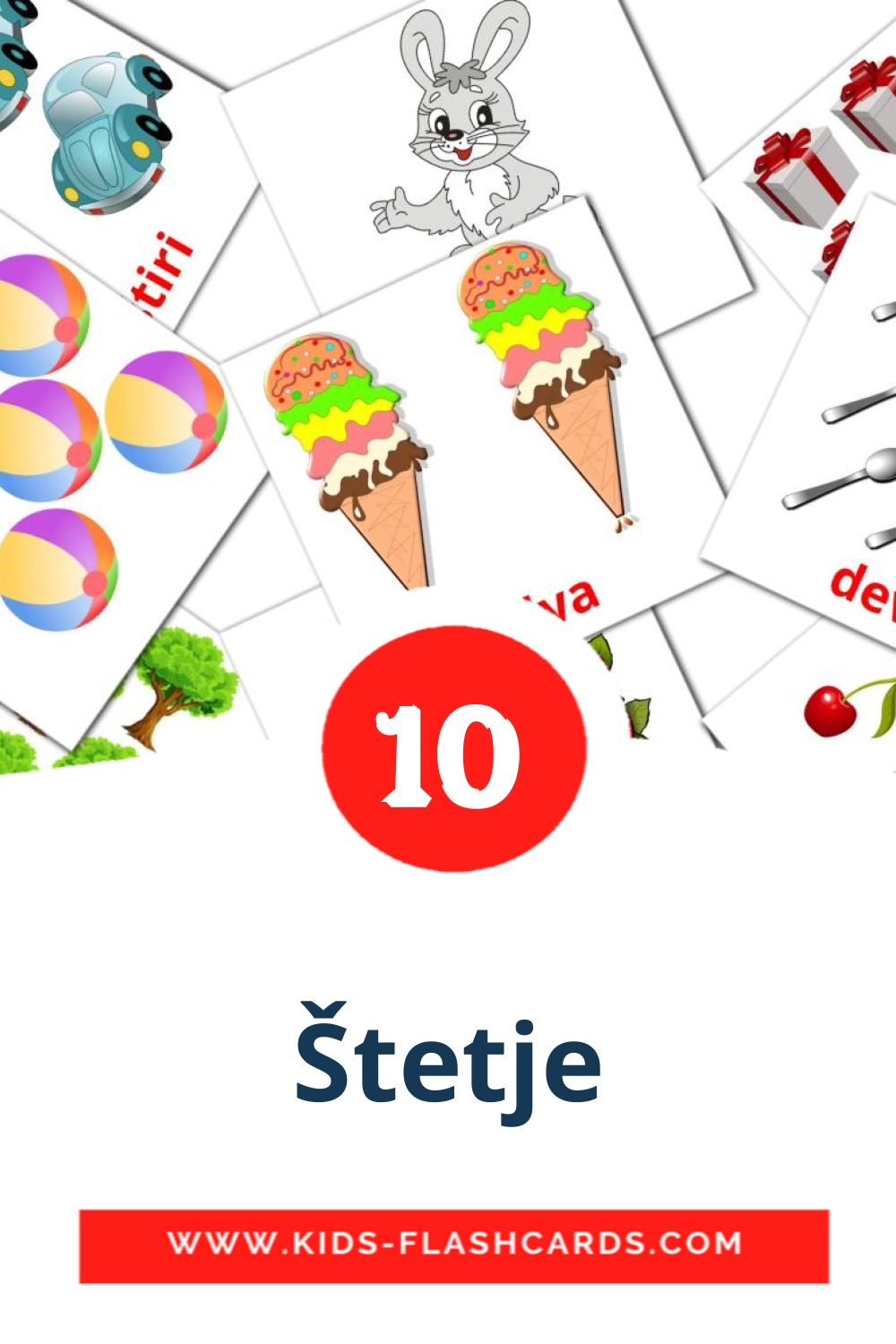 Štetje на словенском для Детского Сада (10 карточек)