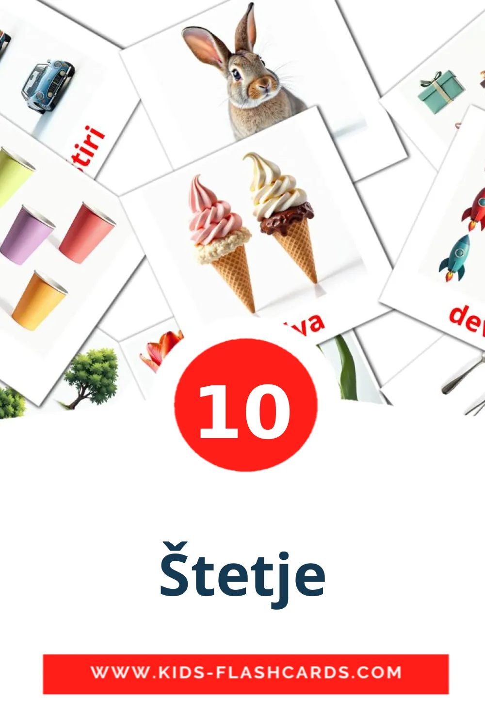 10 Štetje Picture Cards for Kindergarden in slovenian