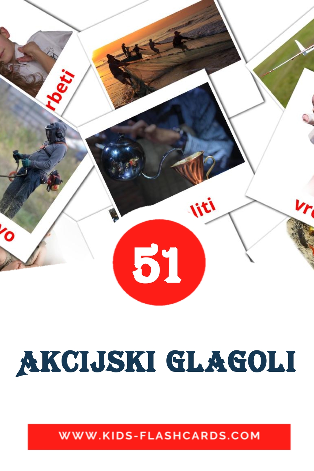 51 Akcijski glagoli Picture Cards for Kindergarden in slovenian