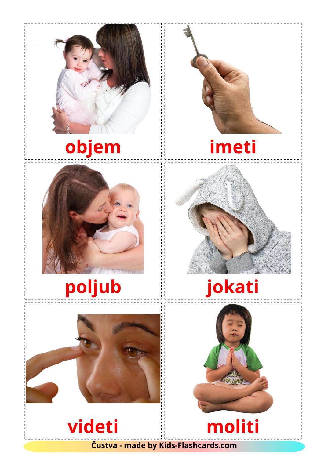 Les Verbes d'États - 23 Flashcards slovène imprimables gratuitement