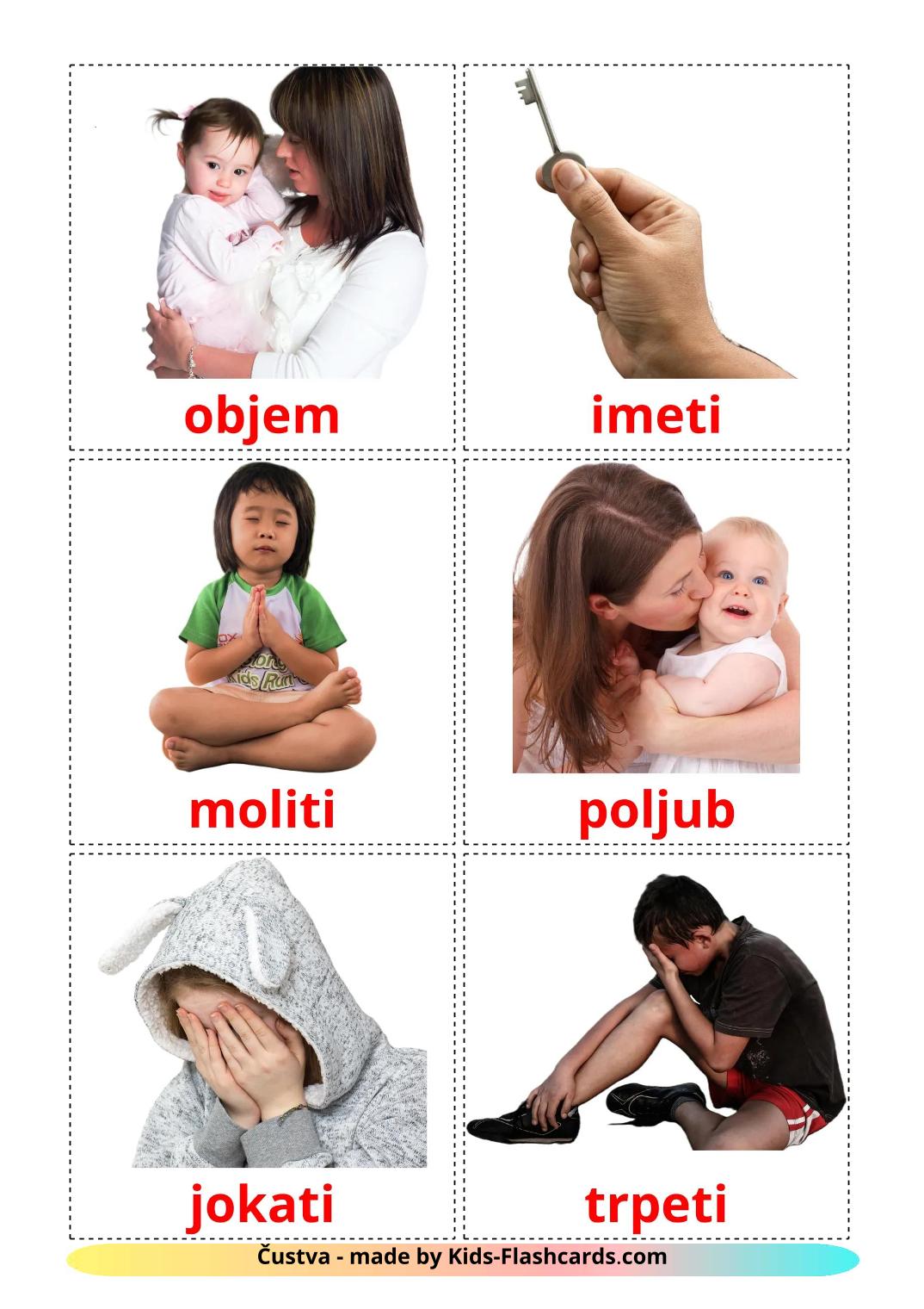 State verbs - 24 Free Printable slovenian Flashcards 