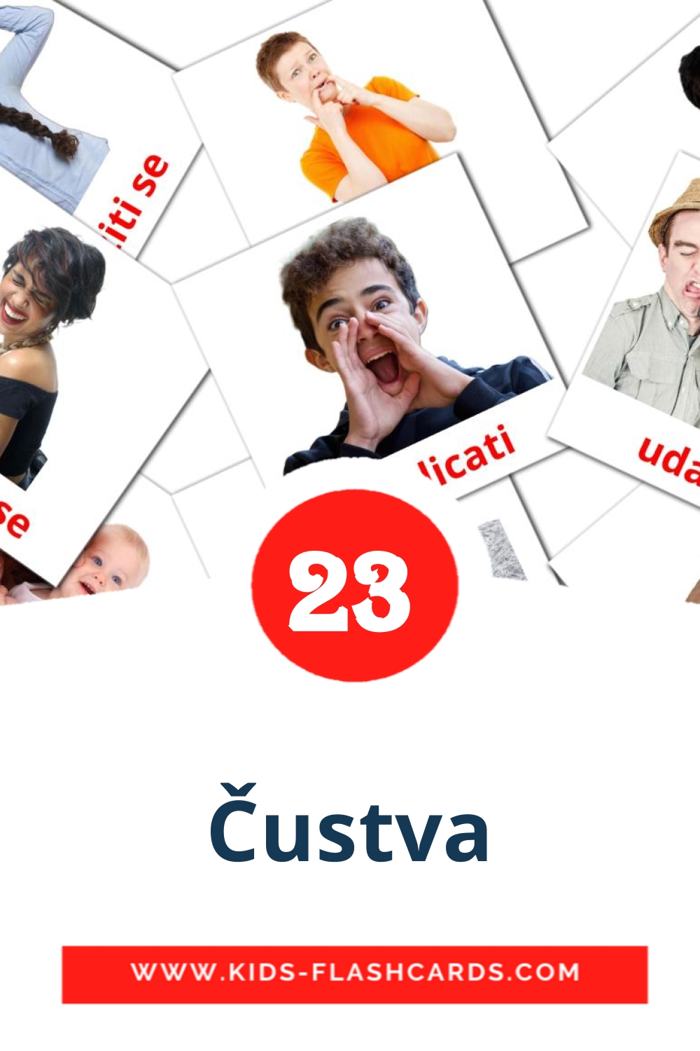 23 Čustva fotokaarten voor kleuters in het sloveens
