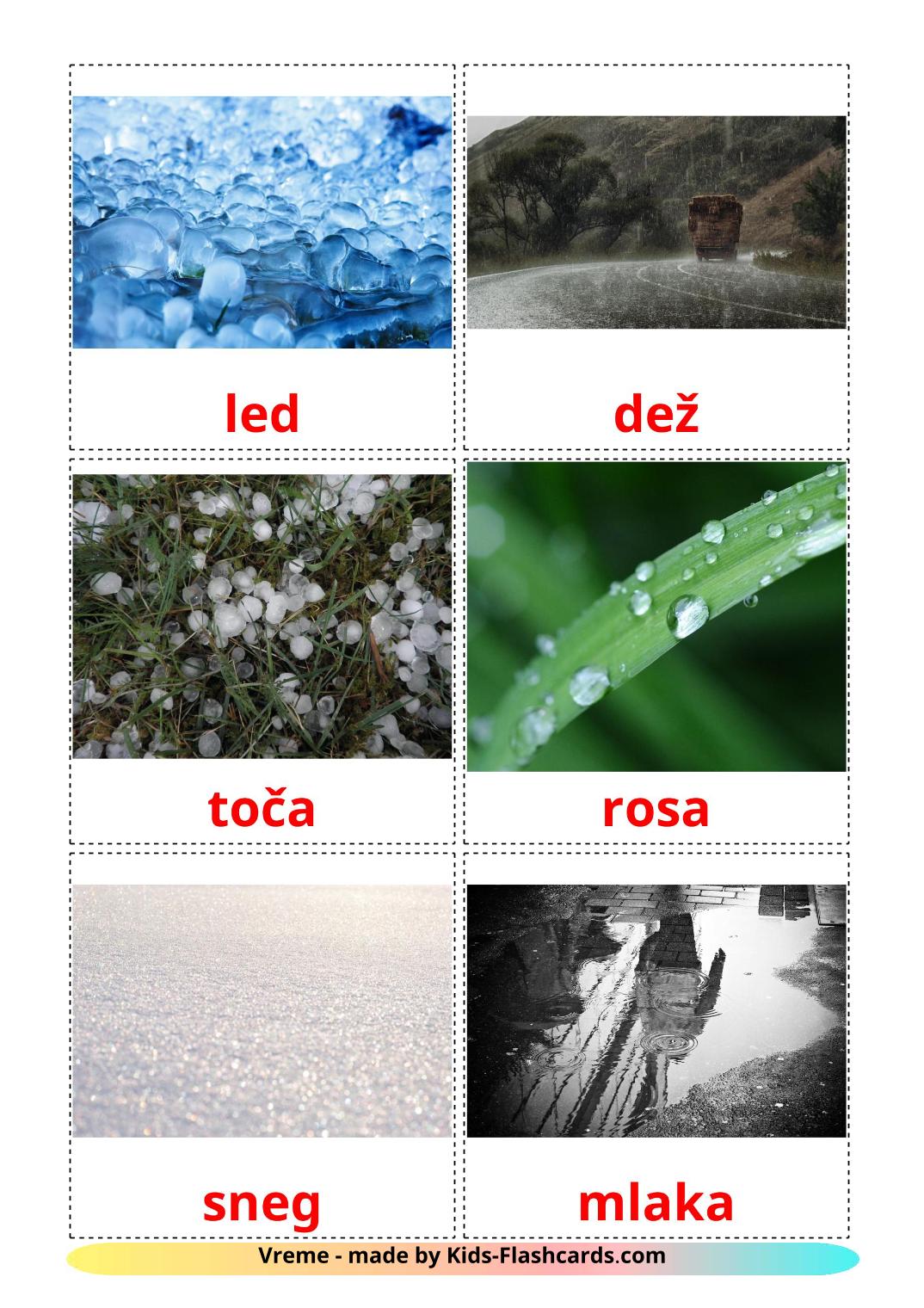 Wetter - 31 kostenlose, druckbare Slowenisch Flashcards 