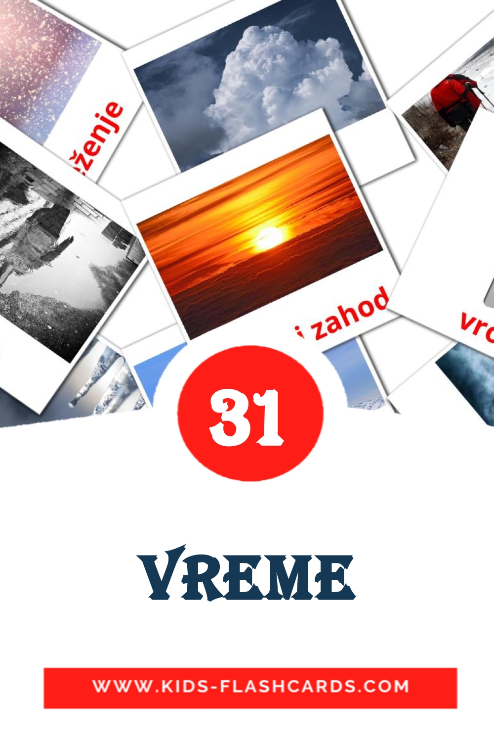 31 tarjetas didacticas de Vreme para el jardín de infancia en esloveno