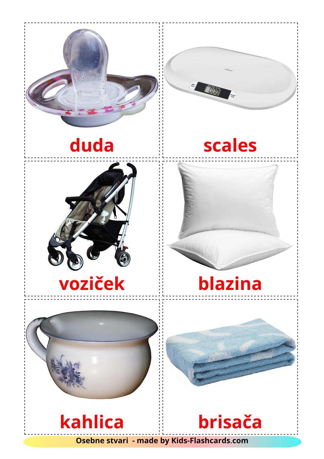Baby things - 19 Free Printable slovenian Flashcards 