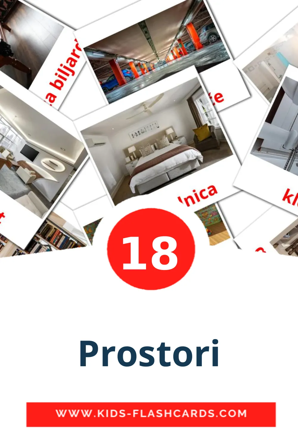 18 Prostori Picture Cards for Kindergarden in slovenian